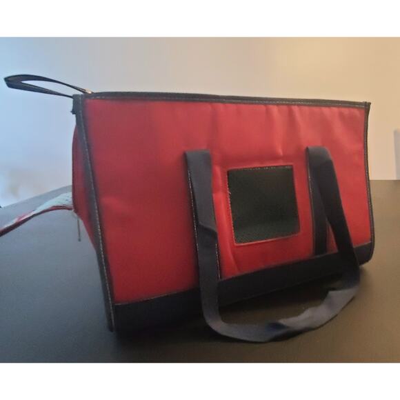 HAUTE DOG Luxury Pet Carrier/Tote Simply Dog Zip Top, Vents,16 X 11 X 8 Red Blue - Picture 4 of 6